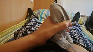 Big cock teen cumming in old socks