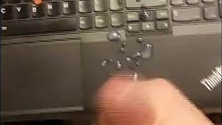 Cumshot Wank on Keyboard
