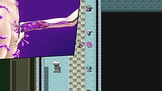 A semi-slime girl makes a guy cum inside her hand