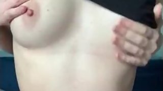 Naughty teen touches herself while dad is in the next room