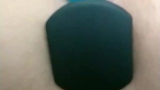 Playing with my blue dildo and butt plug home alone