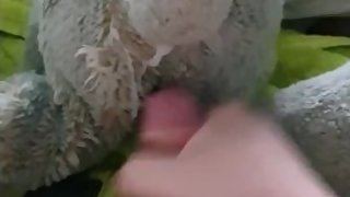 Cumming on stuffed animal butt