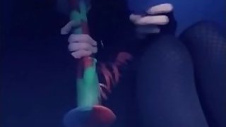 Teen smoking weed in fishnets #2